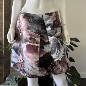 CARVEN Mini Skirt Ocean Beach Coastal Scene Pleated Sz 42 Authentic❤️